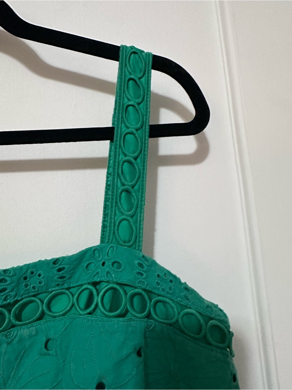 ASOS green cotton floral eyelet maxi sundress e/ cutouts - size 14 - Picture 7 of 12